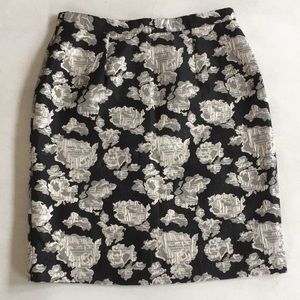Adrienne Vittadini metallic brocade skirt SZ 4